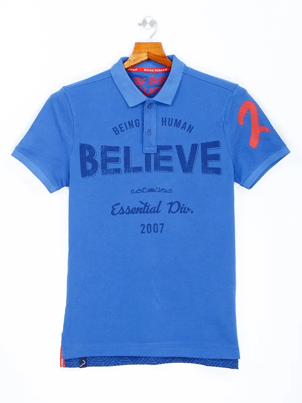 Being Human cotton blue printed t shirt