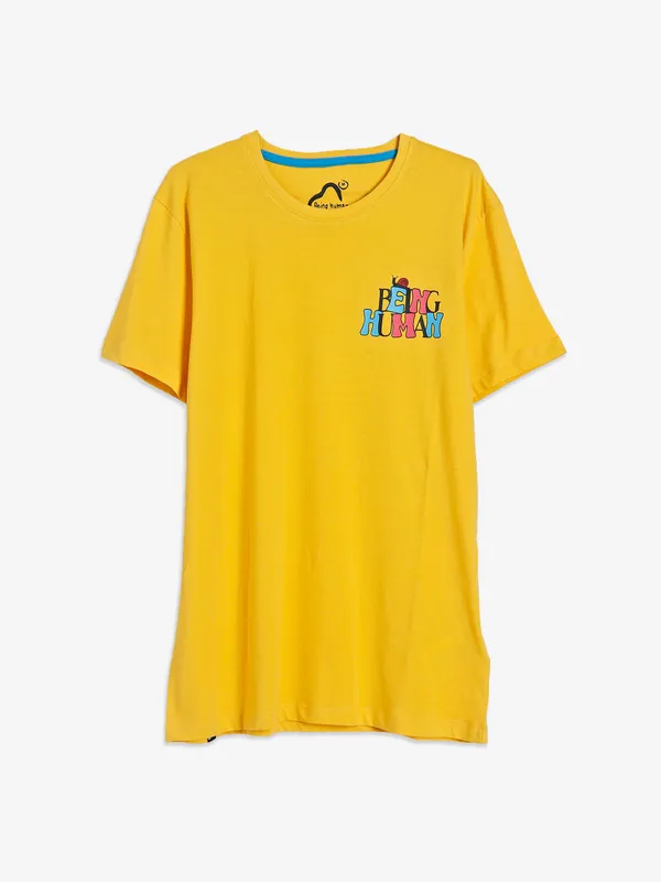 Being Human cotton bright yellow t shirt