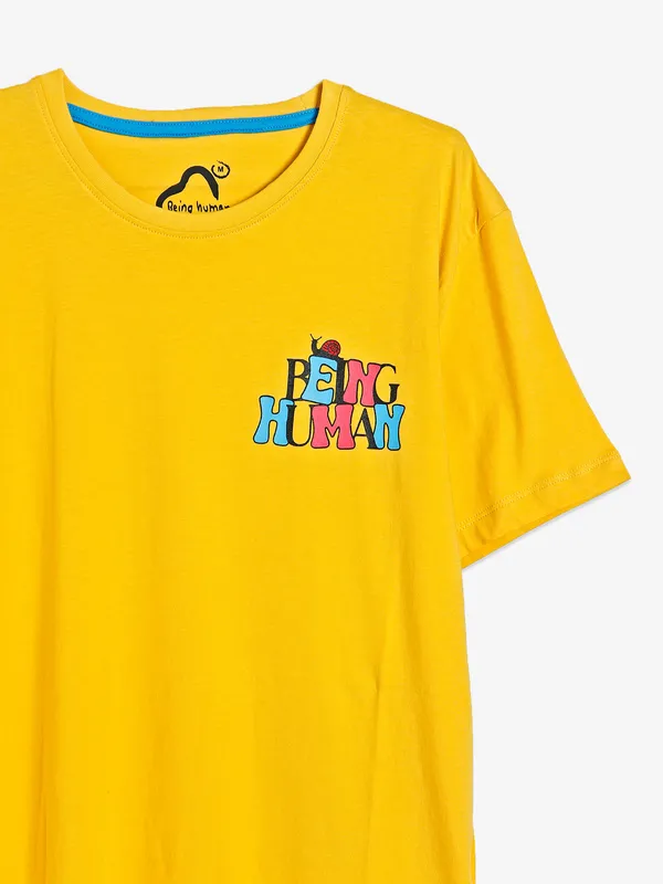 Being Human cotton bright yellow t shirt