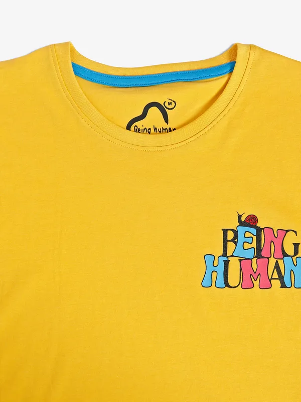 Being Human cotton bright yellow t shirt