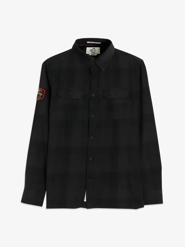 Being Human cotton dark green checks shirt