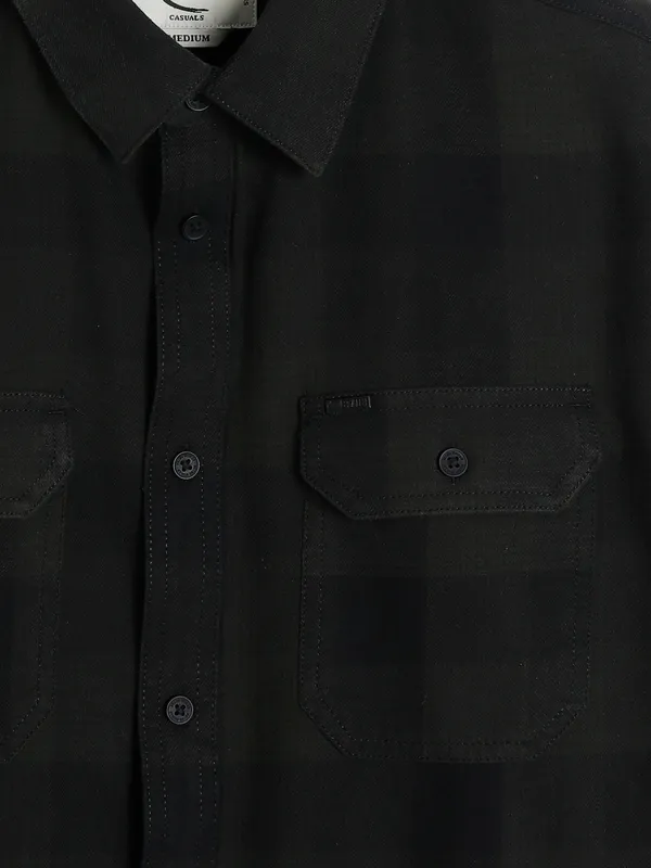 Being Human cotton dark green checks shirt