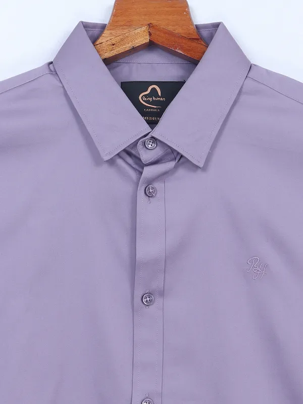 Being Human cotton lilac purple plain shirt