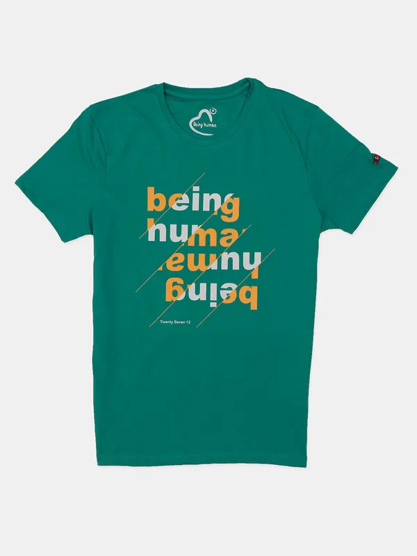 Being Human cotton mint green slim fit t shirt