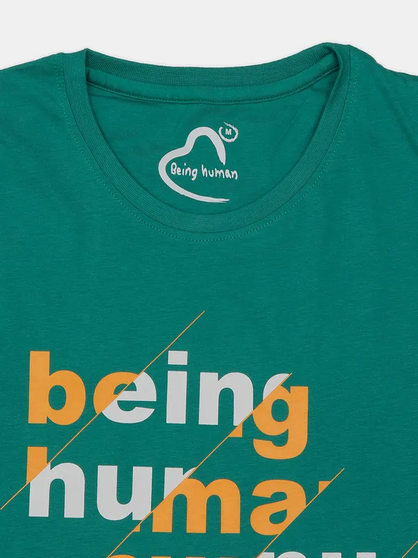 Being Human cotton mint green slim fit t shirt