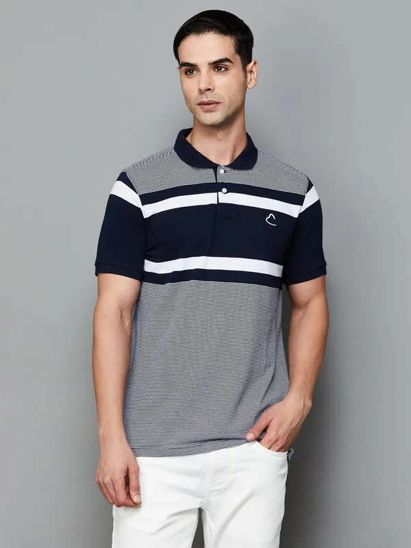 Being Human cotton navy stripe t shirt