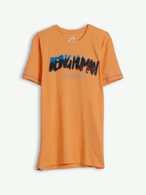 Being Human cotton orange printed t shirt