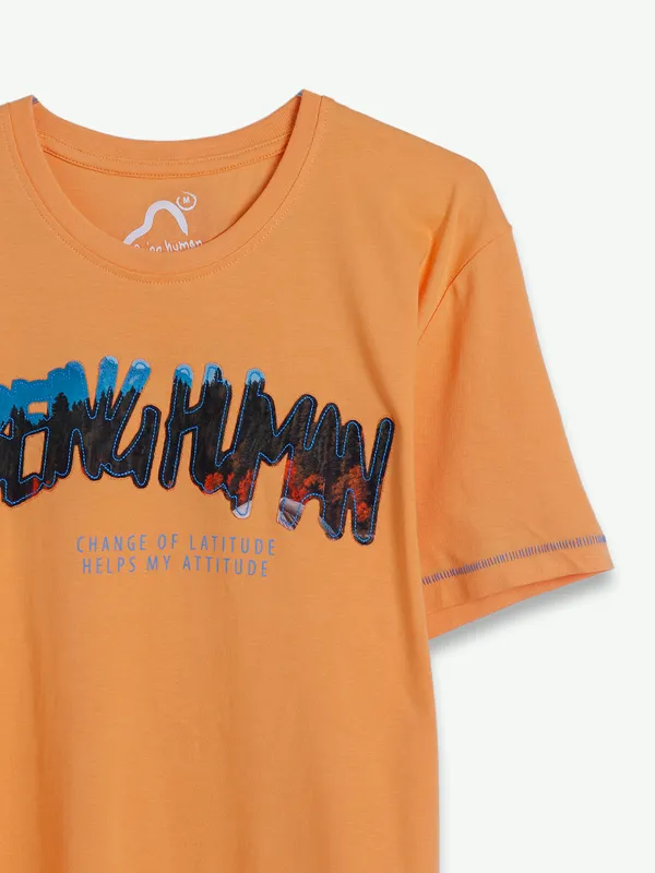 Being Human cotton orange printed t shirt