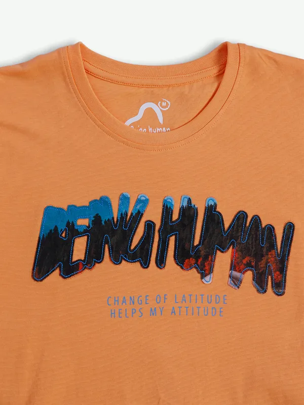 Being Human cotton orange printed t shirt