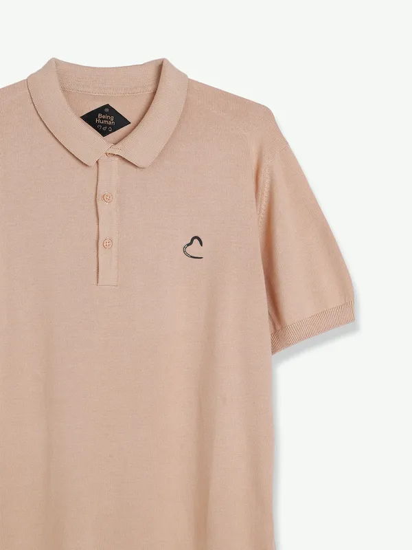 Being Human knitted peach plain t shirt