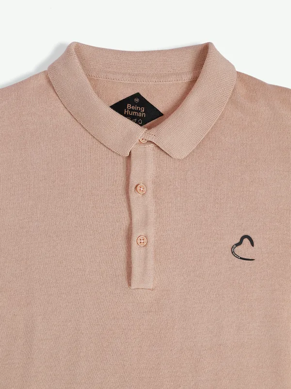 Being Human knitted peach plain t shirt