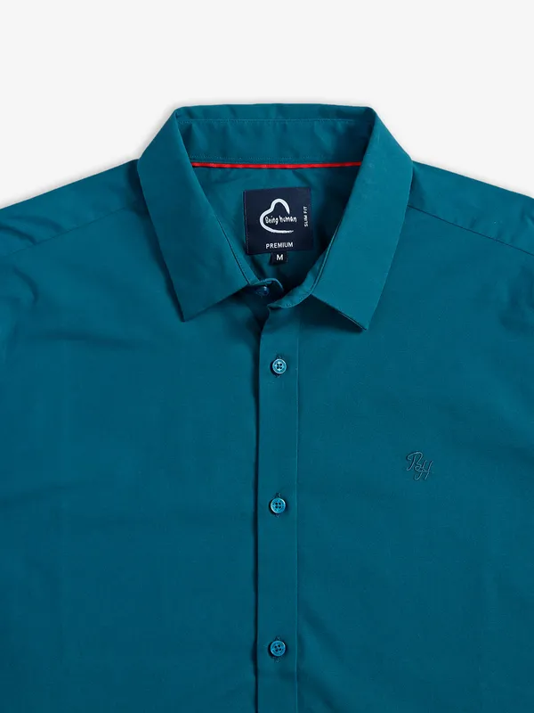Being Human cotton plain rama blue shirt