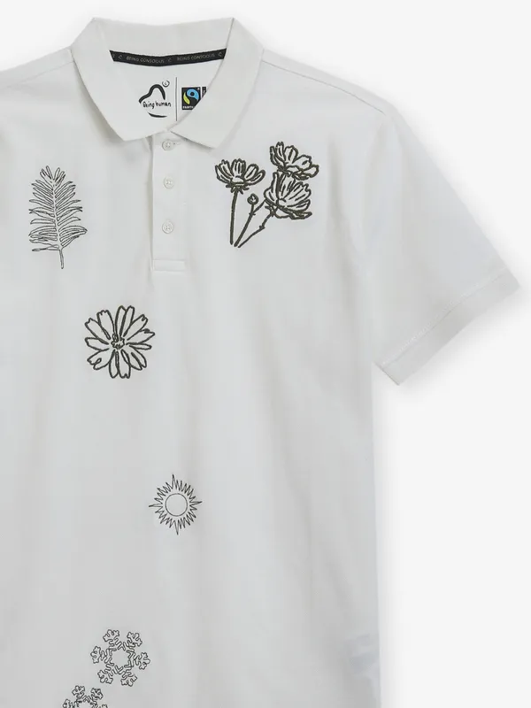 BEING HUMAN cotton white printed t-shirt