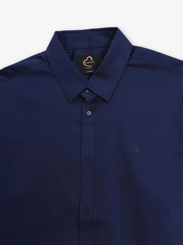 BEING HUMAN dark blue cotton shirt