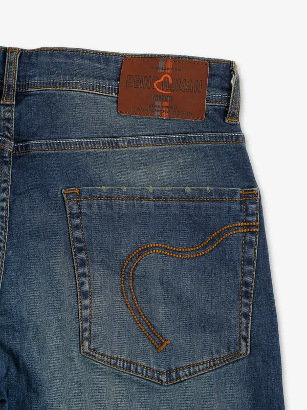 Being Human dark blue slim fit washed jeans