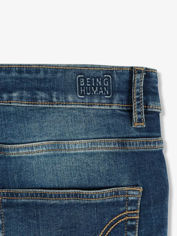 Being Human dark blue washed and ripped jeans