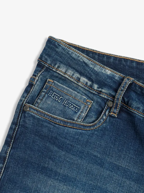 Being Human dark blue washed and ripped jeans