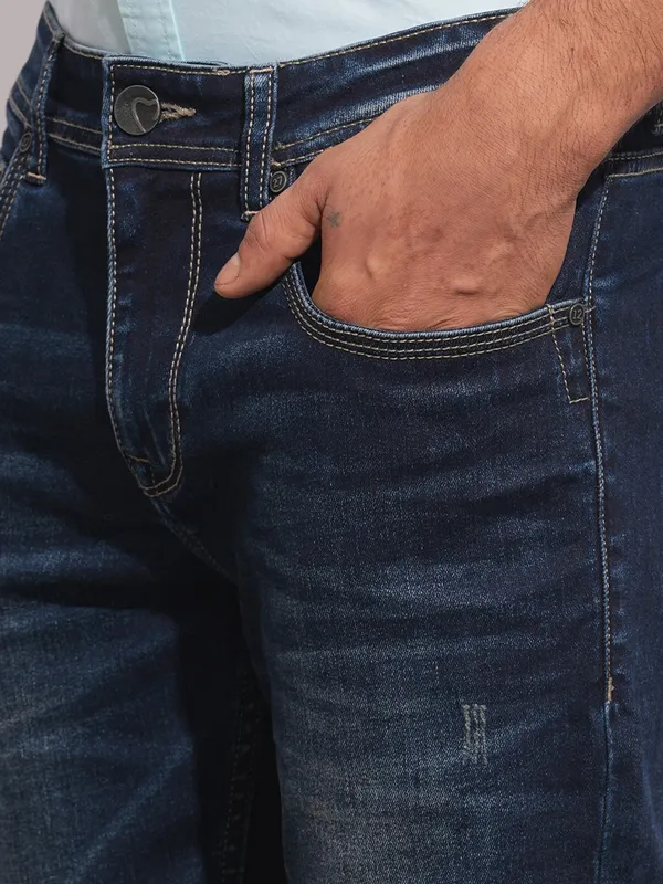 BEING HUMAN dark blue washed denim jeans for mens