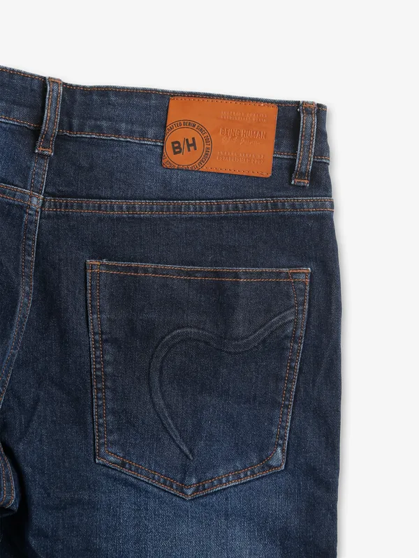 Being Human dark navy washed cropped jeans