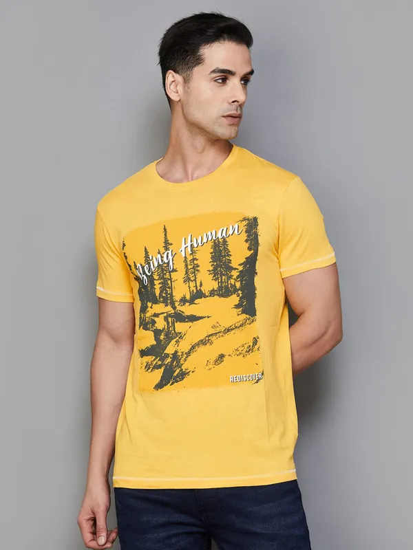 Being Human dark yellow cotton t shirt