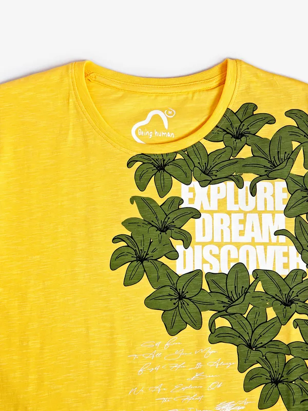 Being Human dark yellow printed t shirt
