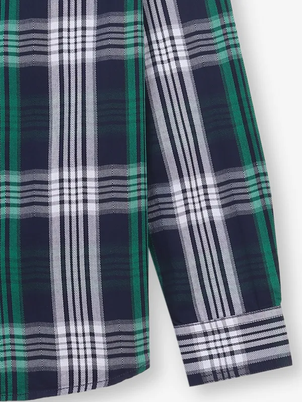 BEING HUMAN green and navy cotton checked shirt