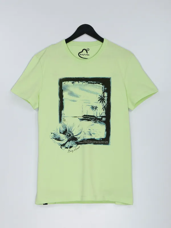Being Human green printed t shirt in cotton