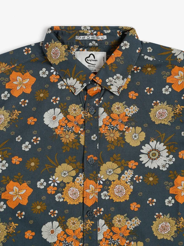 Being Human grey floral printed shirt
