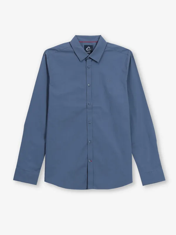 BEING HUMAN grey plain cotton shirt
