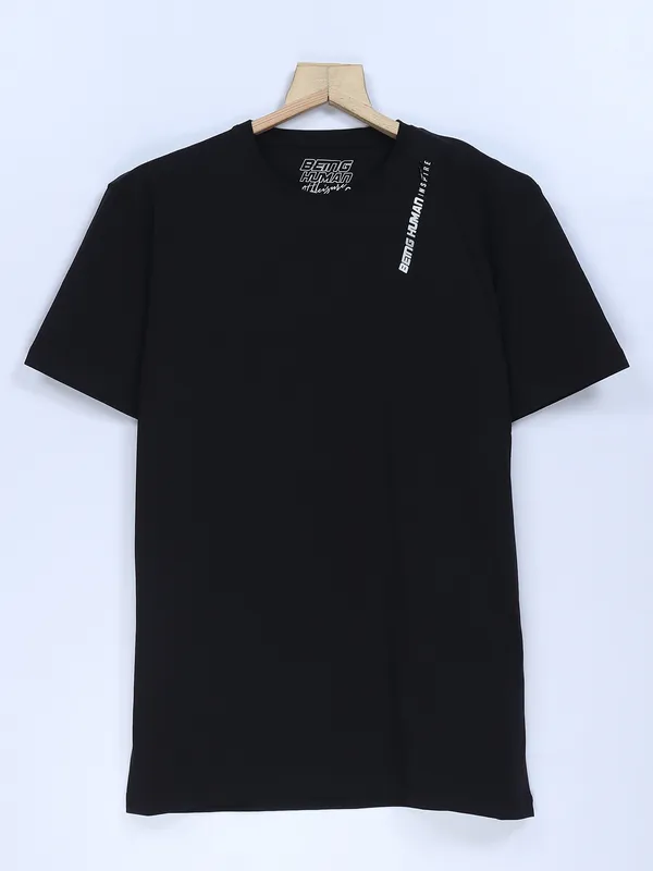 Being Human half sleeves black plain t shirt