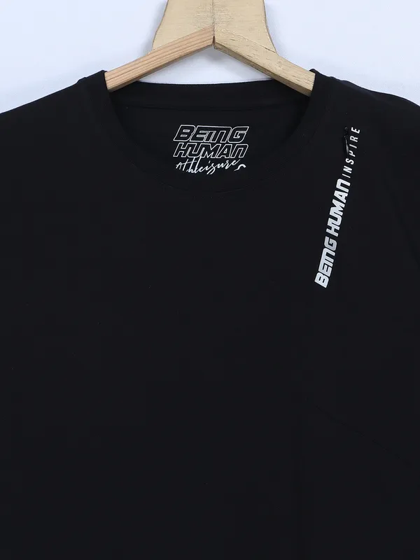 Being Human half sleeves black plain t shirt