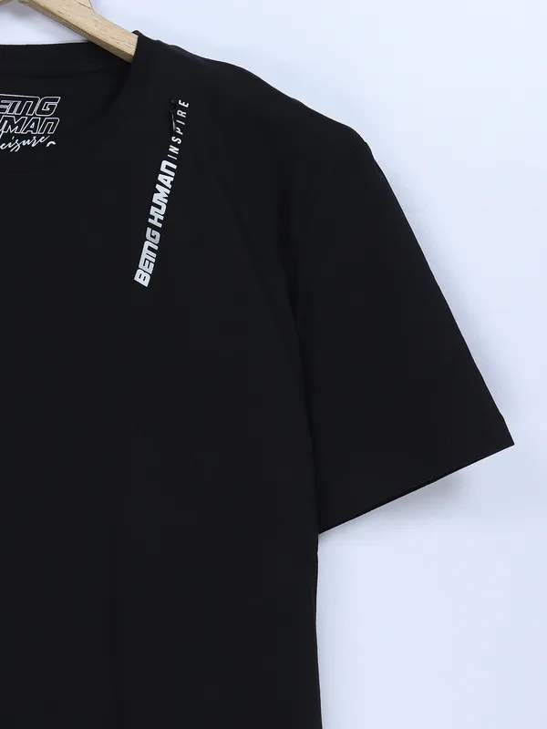 Being Human half sleeves black plain t shirt