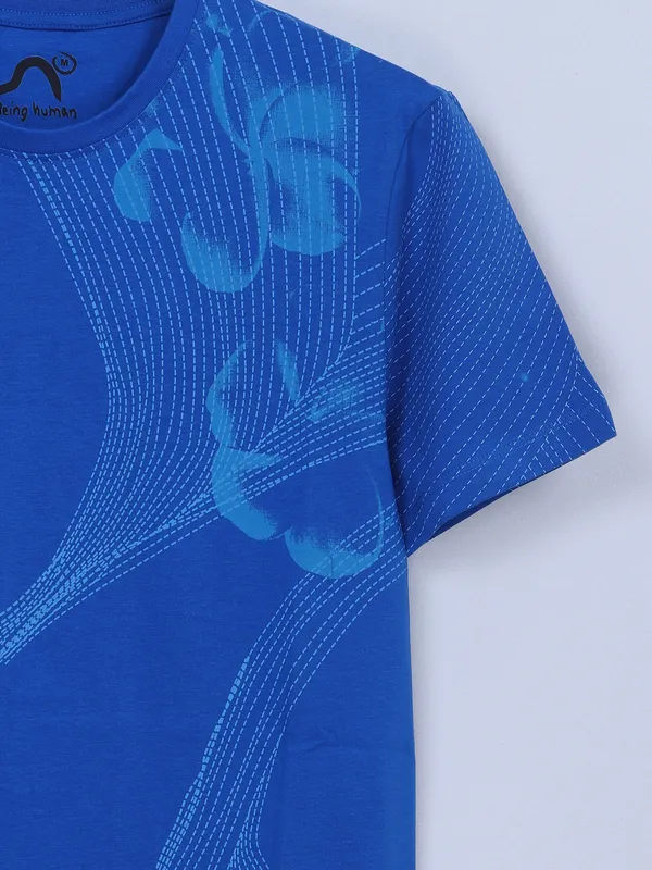 Being Human ink blue printed t shirt