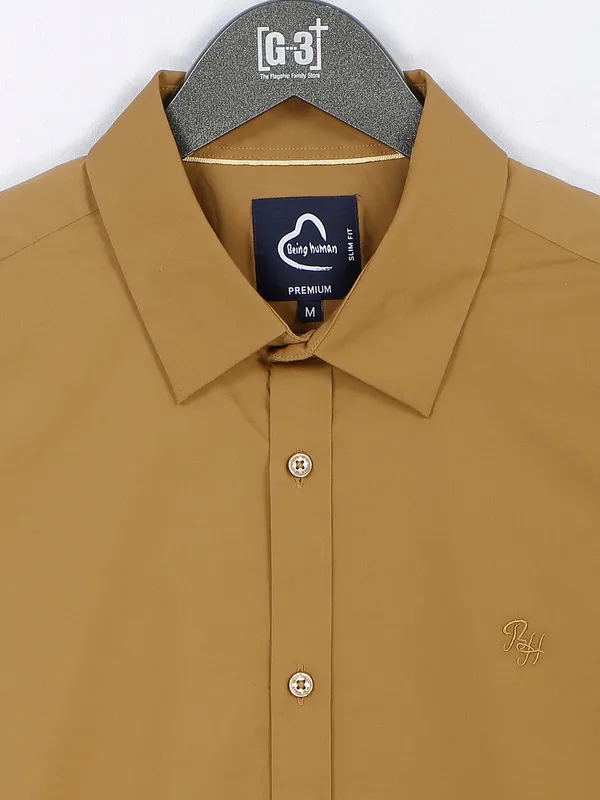 Being Human khaki cotton shirt