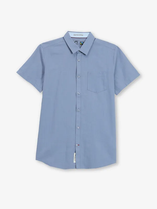 BEING HUMAN light blue cotton slim fit shirt