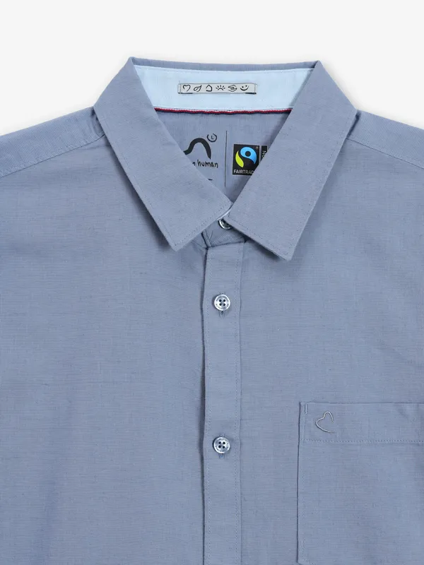 BEING HUMAN light blue cotton slim fit shirt
