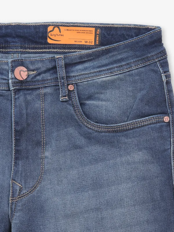 BEING HUMAN light blue washed jeans for men