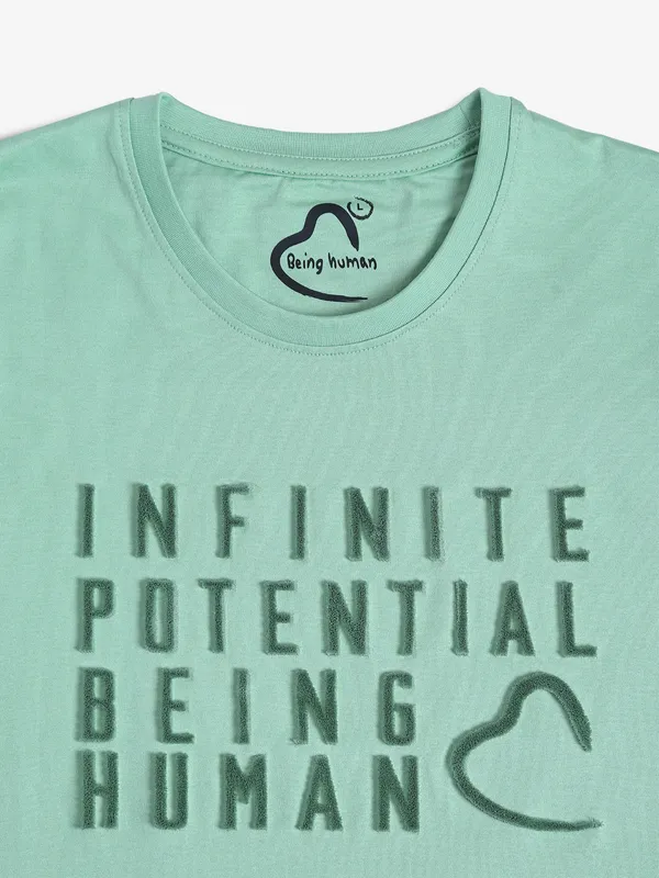 BEING HUMAN light green plain t-shirt