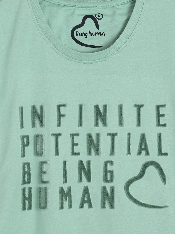 BEING HUMAN light green plain t-shirt