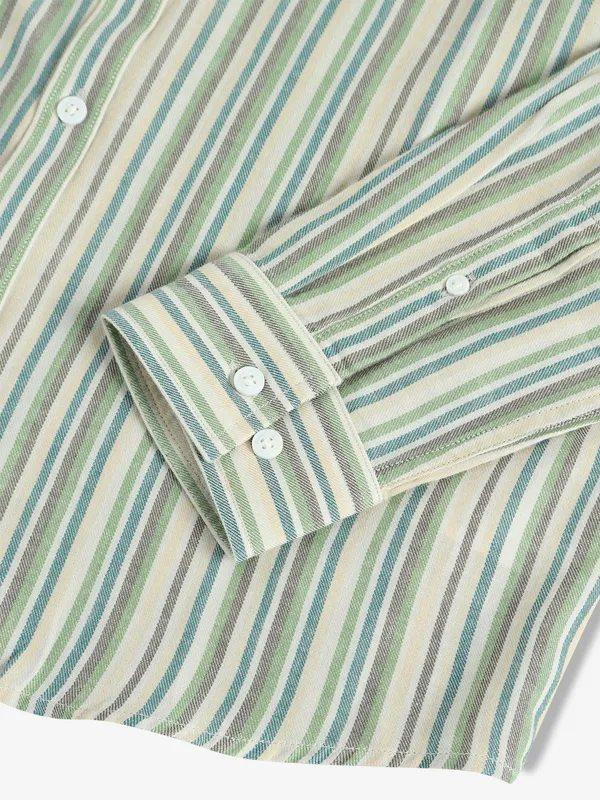 BEING HUMAN light green stripe shirt