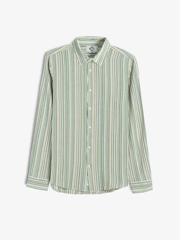 BEING HUMAN light green stripe shirt