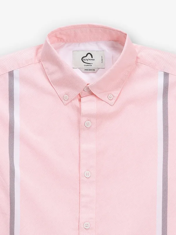 BEING HUMAN light pink cotton shirt for men