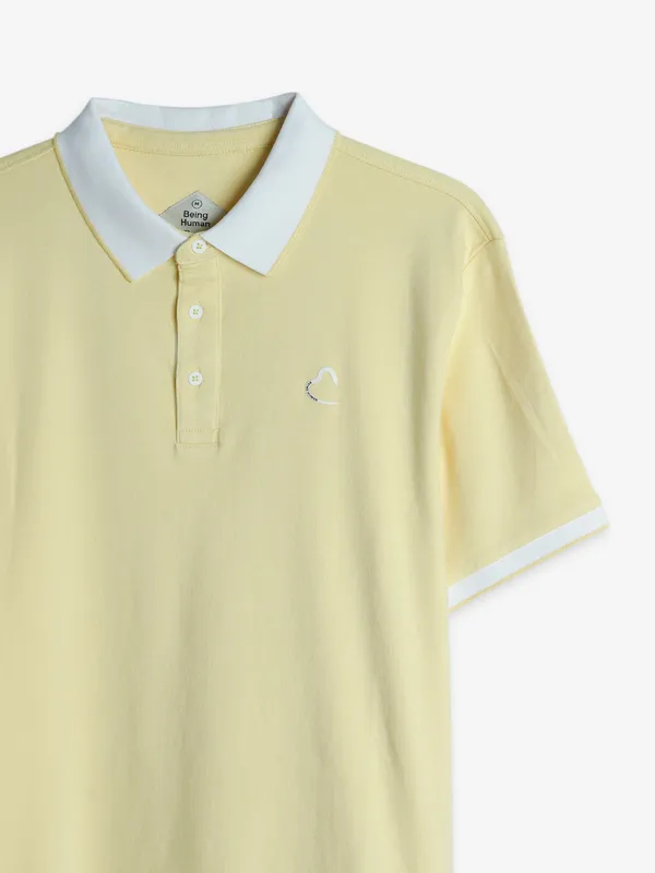 Being Human light yellow cotton t shirt