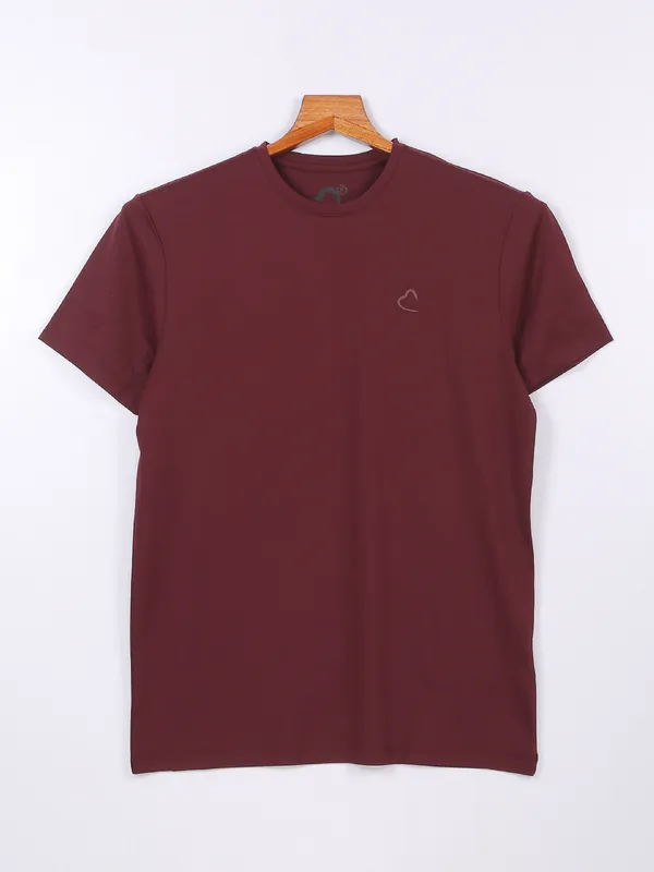 Being Human maroon cotton plain t shirt