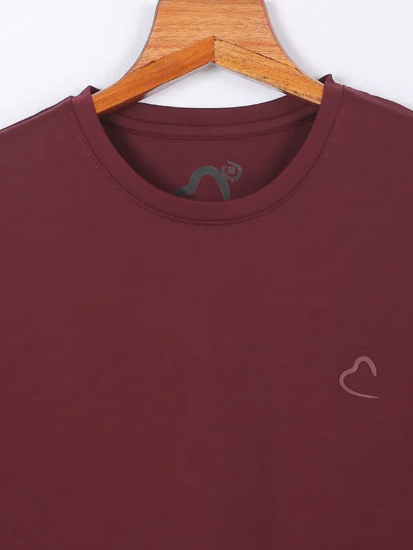 Being Human maroon cotton plain t shirt