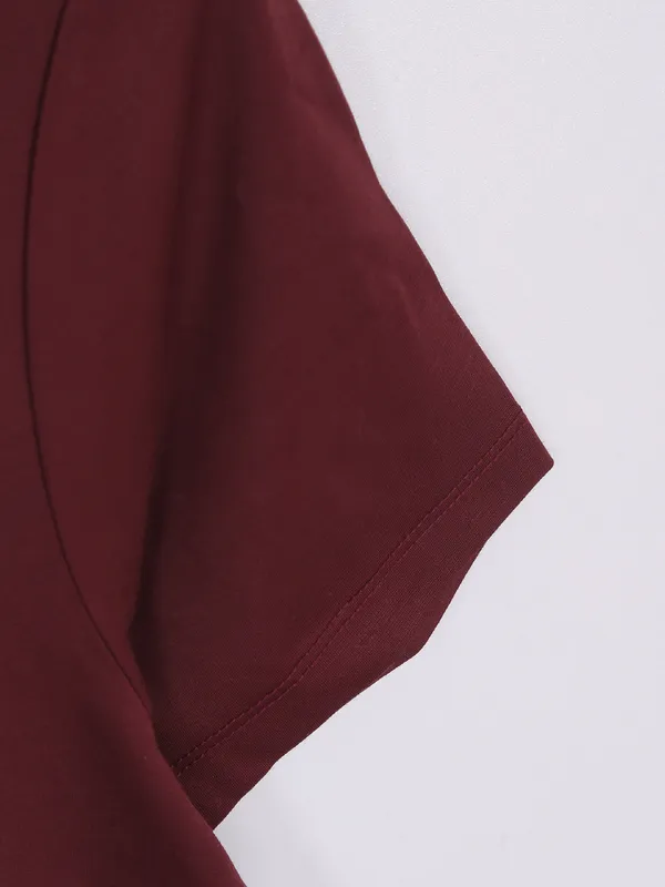 Being Human maroon cotton plain t shirt