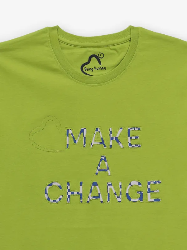 BEING HUMAN mehendi green cotton t-shirt