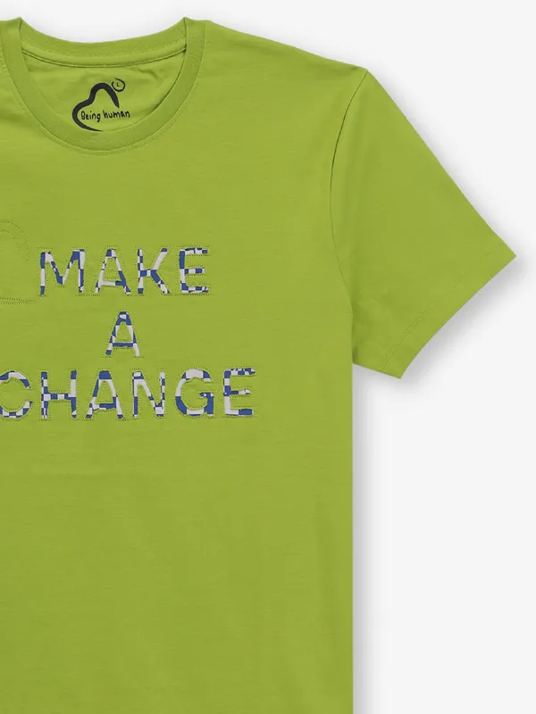 BEING HUMAN mehendi green cotton t-shirt