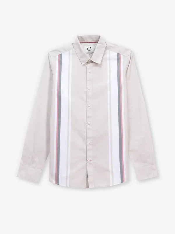BEING HUMAN men cotton beige shirt