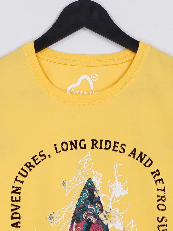 Being Human men cotton yellow t shirt